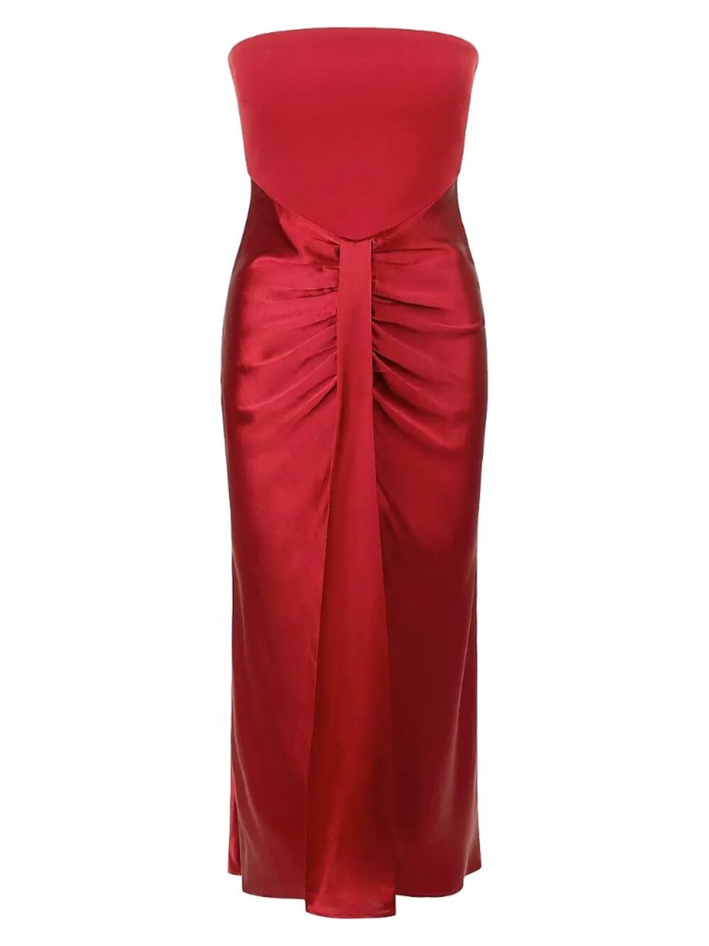 Staud Wayfaring Mix Media Satin Strapless Midi-Dress Size 8 NWT